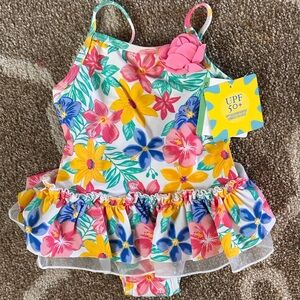 Little Me NWT Floral Rashguard UPF 50 Swimsuit